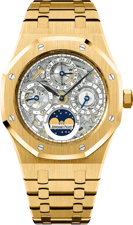 Audemars Piguet,Royal Oak 39mm,39mm,Yellow Gold,See-through,Automatic,Moonphase,Perpetual Calendar,Leap Year,Month,40hours,In-house Caliber,25829BA,25829BA.OO.0944BA.01