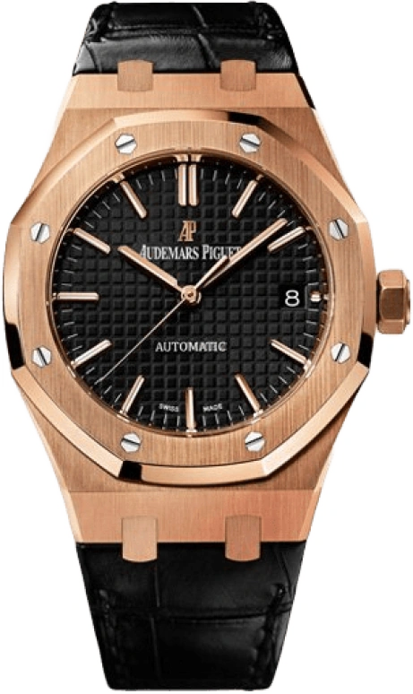 Audemars Piguet,Royal Oak 37mm,37mm,Pink Gold,Black,Automatic,Day,60hours,15450OR,15450OR.OO.D002CR.01