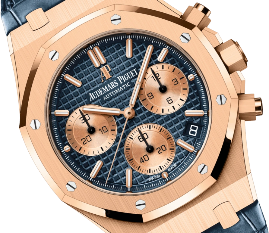 Audemars Piguet,Royal Oak 41mm,41mm,Pink Gold,Blue,Automatic,Chronograph,Day,26239OR,26239OR.OO.D315CR.01