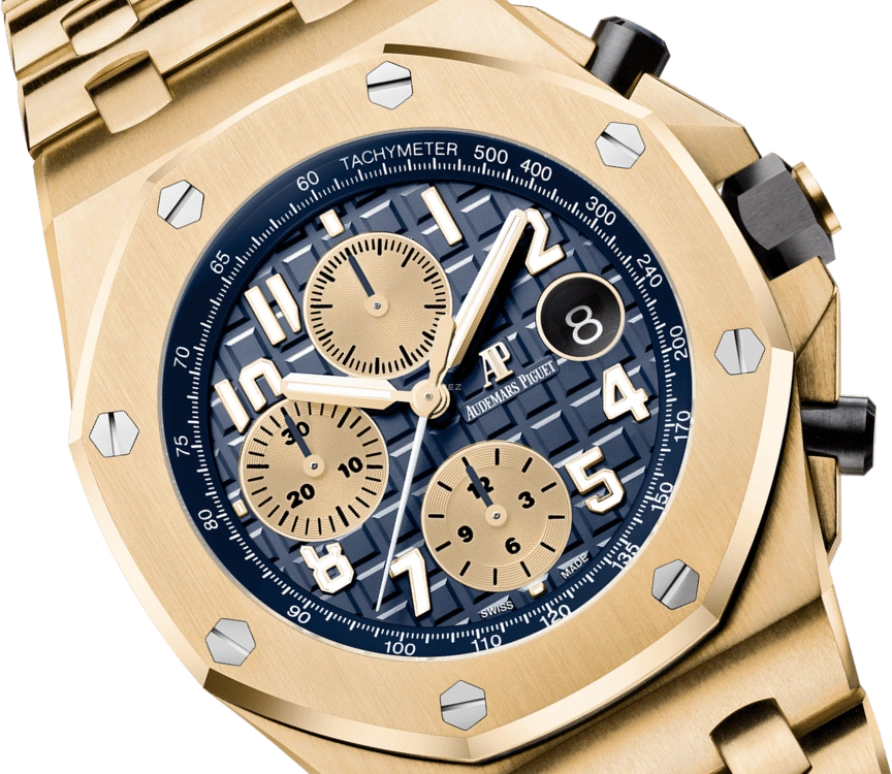 Audemars Piguet,Royal Oak Offshore 42mm,42mm,Ceramic,Yellow Gold,Blue,Automatic,Chronograph,Day,26470BA,26470BA.OO.1000BA.01