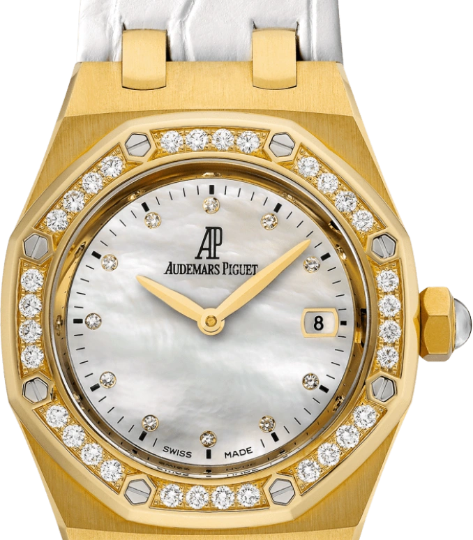 Audemars Piguet,Royal Oak 33mm,33mm,Yellow Gold,White,Quartz,Day,In-house Caliber,67601BA,67601BA.ZZ.D012CR.03