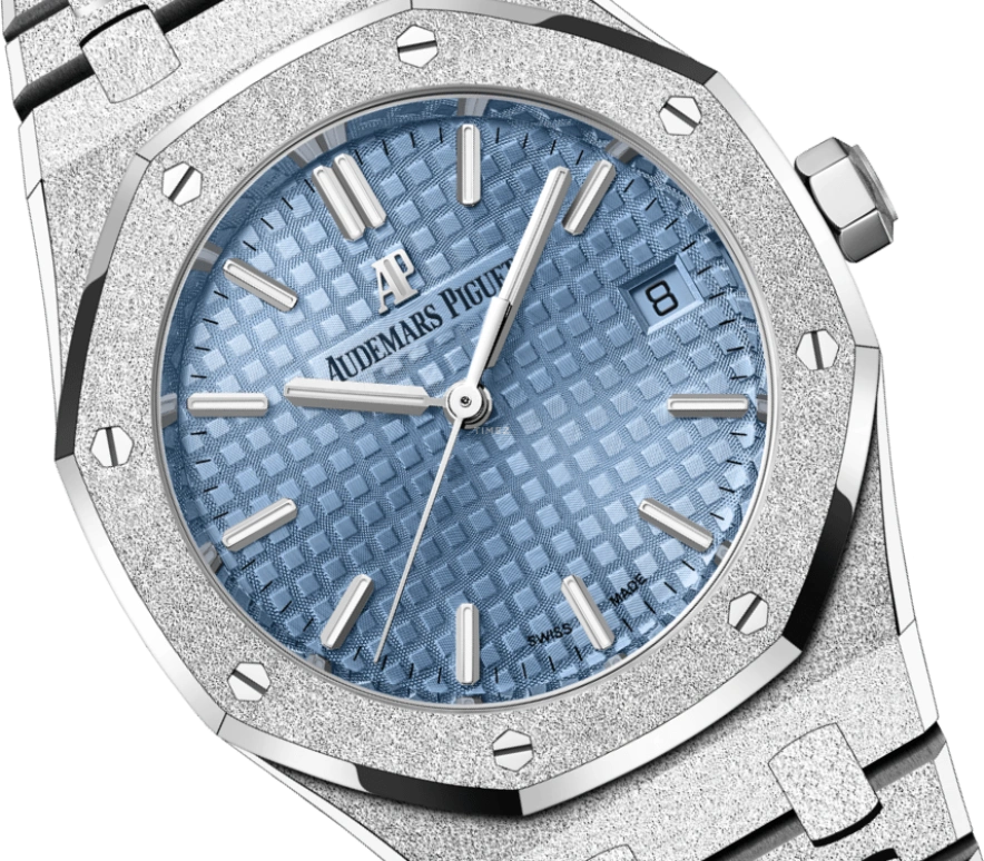 Audemars Piguet,Royal Oak 34mm,34mm,White Gold,Blue,Automatic,Day,50hours,77353BC,77353BC.GG.1263BC.01