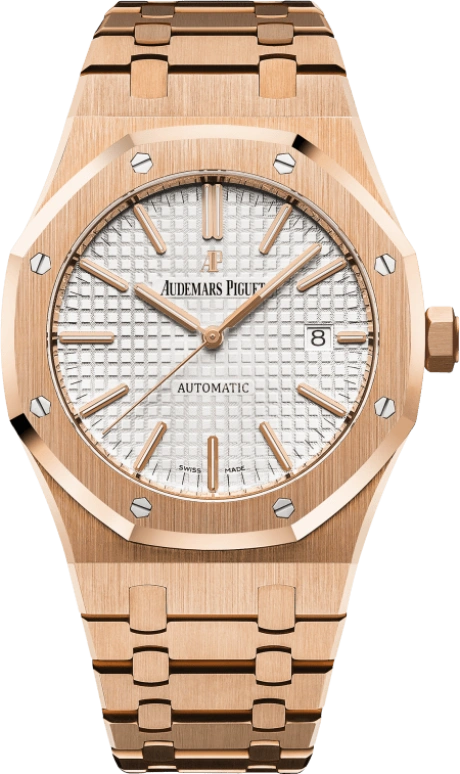 Audemars Piguet,Royal Oak 41mm,41mm,Pink Gold,Silver,White,Automatic,Day,60hours,15400OR,15400OR.OO.1220OR.02