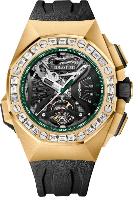 Audemars Piguet,Royal Oak Concept 44mm,44mm,Ceramic,Yellow Gold,Skeleton,Grey,Handwound,Chronograph,Tourbillon,Minute Repeater,26593BA,26593BA.ZZ.D002CA.01