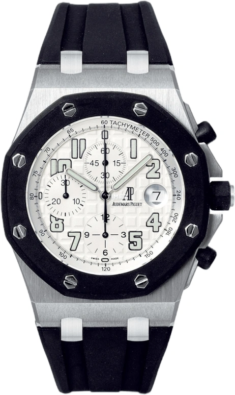 Audemars Piguet,Royal Oak Offshore 42mm,42mm,Rubber,Stainless Steel,Silver,White,Automatic,Chronograph,Day,25940SK,25940SK.OO.D002CA.02