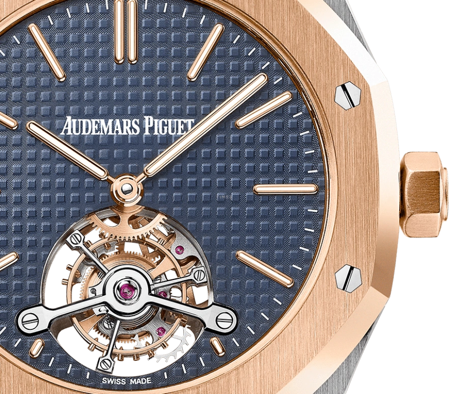 Audemars Piguet,Royal Oak 41mm,41mm,Pink Gold,Stainless Steel,Blue,Handwound,Tourbillon,70hours,26517SR,26517SR.OO.1220SR.01