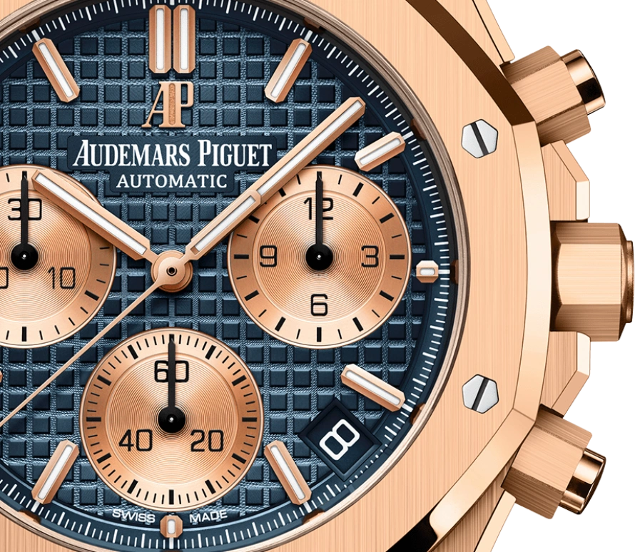 Audemars Piguet,Royal Oak 41mm,41mm,Pink Gold,Blue,Automatic,Chronograph,Day,26239OR,26239OR.OO.D315CR.01