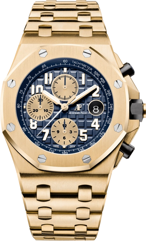 Audemars Piguet,Royal Oak Offshore 42mm,42mm,Ceramic,Yellow Gold,Blue,Automatic,Chronograph,Day,26470BA,26470BA.OO.1000BA.01