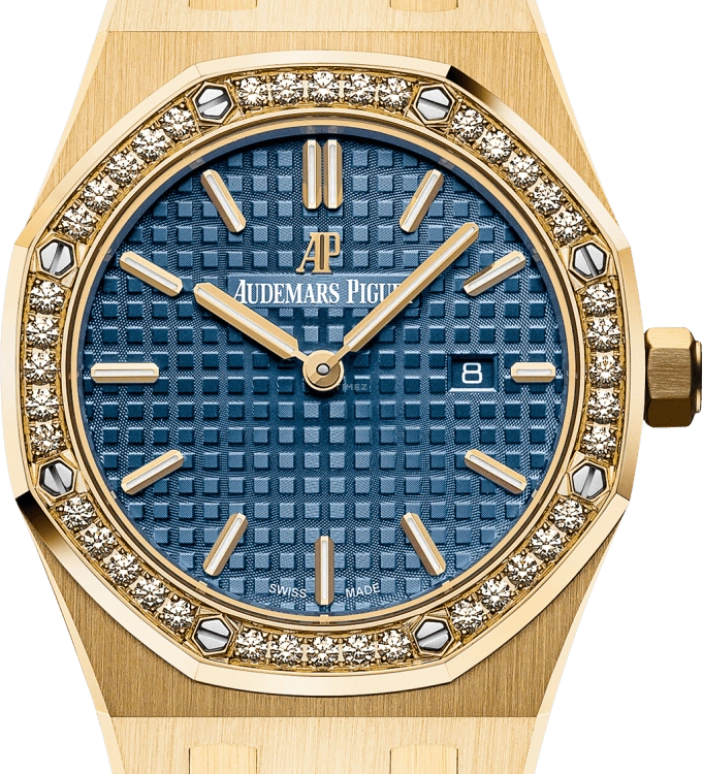 Audemars Piguet,Royal Oak 33mm,33mm,Yellow Gold,Blue,Quartz,Day,In-house Caliber,67651BA,67651BA.ZZ.1261BA.02