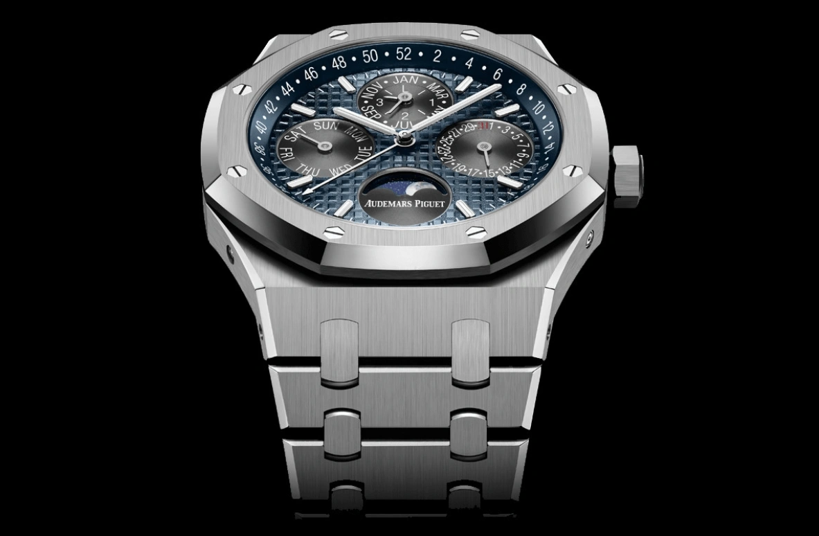 Audemars Piguet,Royal Oak 41mm,41mm,Titanium,Blue,Automatic,Moonphase,Perpetual Calendar,Leap Year,Month,40hours,In-house Caliber,26574TI,26574TI.OO.1220TI.01