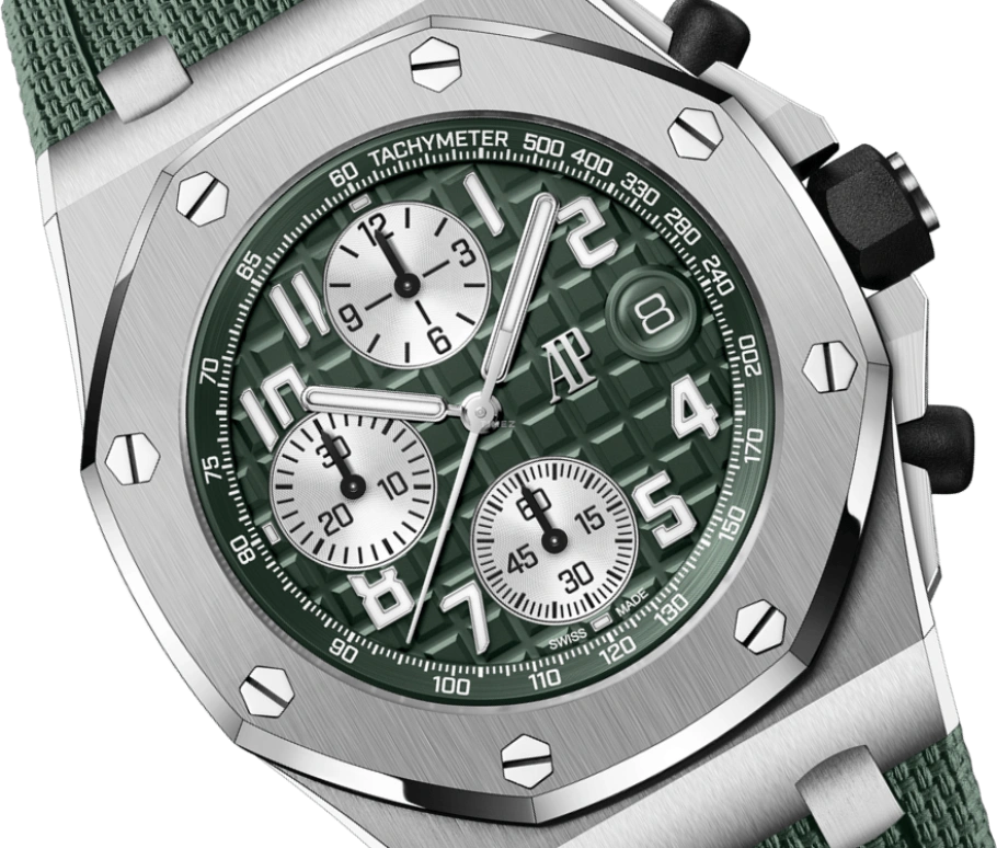 Audemars Piguet,Royal Oak Offshore 42mm,42mm,Titanium,Green,Automatic,Chronograph,Day,26238TI,26238TI.OO.A056CA.01