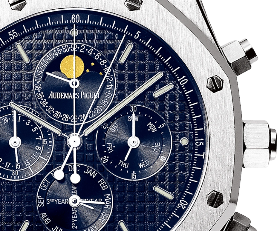 Audemars Piguet,Royal Oak 44mm,44mm,White Gold,Blue,Automatic,Chronograph,Moonphase,Perpetual Calendar,Month,45hours,In-house Caliber,25865BC,25865BC.OO.1105BC.01