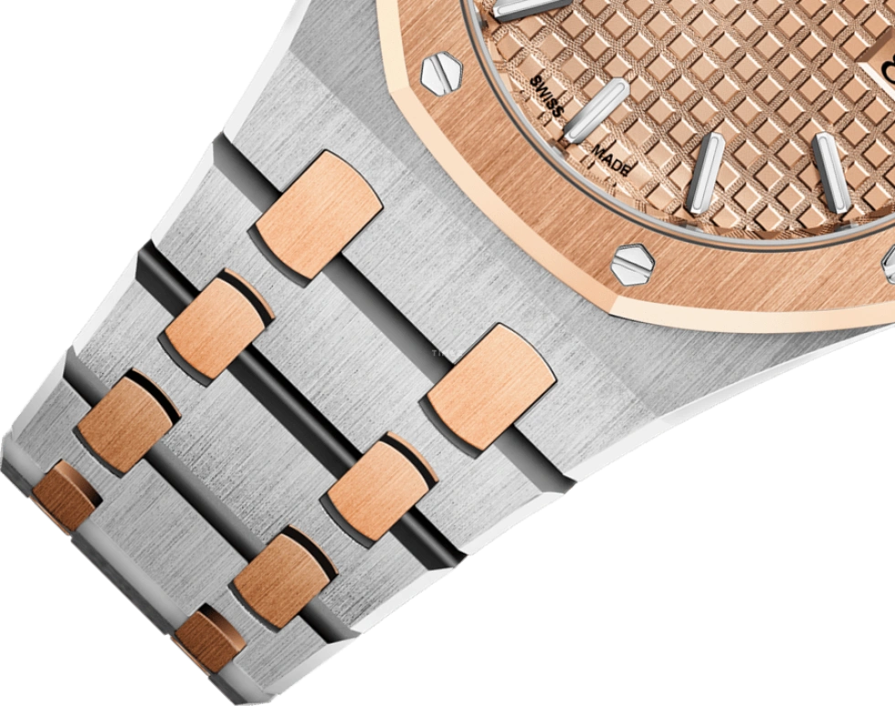 Audemars Piguet,Royal Oak 33mm,33mm,Pink Gold,Stainless Steel,Pink,Quartz,Day,In-house Caliber,67650SR,67650SR.OO.1261SR.01