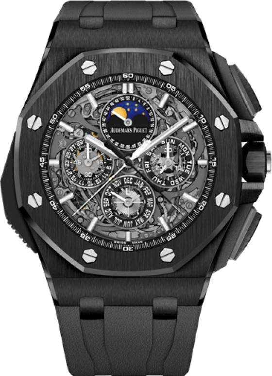 Audemars Piguet,Royal Oak Offshore 44mm,44mm,Titanium,Ceramic,Skeleton,Automatic,Chronograph,Moonphase,Perpetual Calendar,Month,45hours,In-house Caliber,26582CE,26582CE.OO.A002CA.01