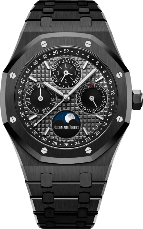 Audemars Piguet,Royal Oak 41mm,41mm,Titanium,Ceramic,Grey,Automatic,Moonphase,Perpetual Calendar,Annual Calendar,Month,40hours,In-house Caliber,26579CE,26579CE.OO.1225CE.01