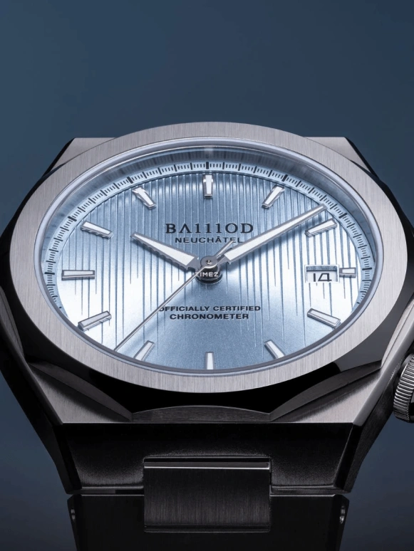 BA111OD,Chapter 7 40mm,40mm,Stainless Steel,Ice Blue,Automatic,Day,38hours,Chapter 7 Chronometer Frost Blue rubber strap