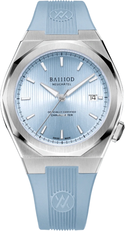 BA111OD,Chapter 7 40mm,40mm,Stainless Steel,Ice Blue,Automatic,Day,38hours,Chapter 7 Chronometer Frost Blue rubber strap