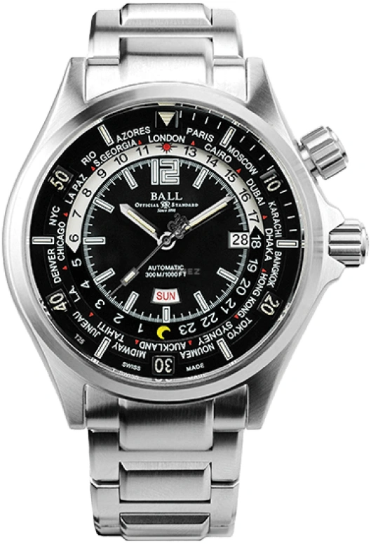 Ball Watch,Engineer II 47.60mm,47.60mm,Stainless Steel,Black,Automatic,Date,Day,World Time,DG2022A,DG2022A-SAJ-BK