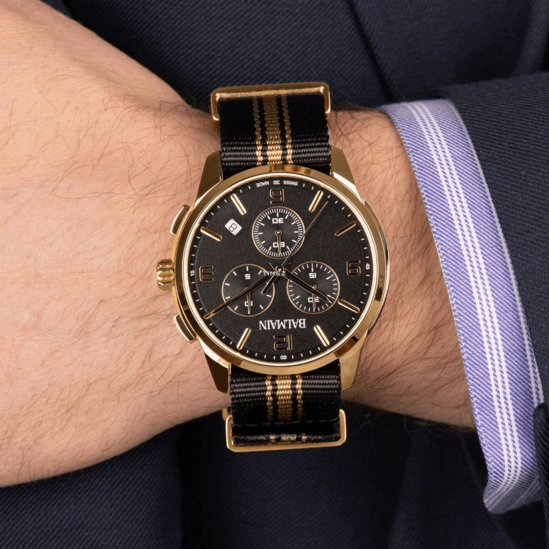 Balmain,Madrigal 42mm,42mm,Stainless Steel,Black,Quartz,Chronograph,Day,B7480,B7480.31.64