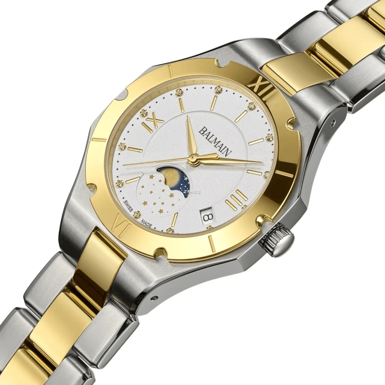 Balmain,Be Balmain 33mm,33mm,Stainless Steel,White,Quartz,Moonphase,Day,B4592,B4592.39.22