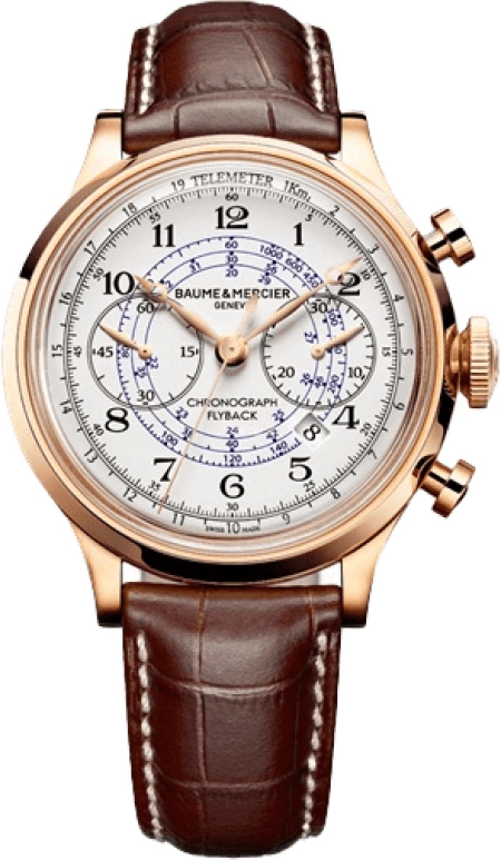 Baume & Mercier,Capeland 44mm,44mm,Red Gold,White,Automatic,Chronograph,Date,Flyback,10007