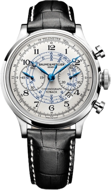 Baume & Mercier,Capeland 44mm,44mm,Stainless Steel,White,Automatic,Chronograph,Day,Flyback,10006