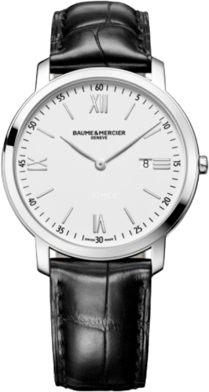 Baume & Mercier,Classima 39mm,39mm,Stainless Steel,White,Quartz,Day,26280hours,10097