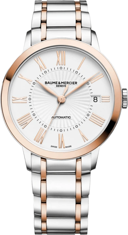 Baume & Mercier,Classima 42mm,42mm,Red Gold,Stainless Steel,White,Automatic,Date,38hours,10223