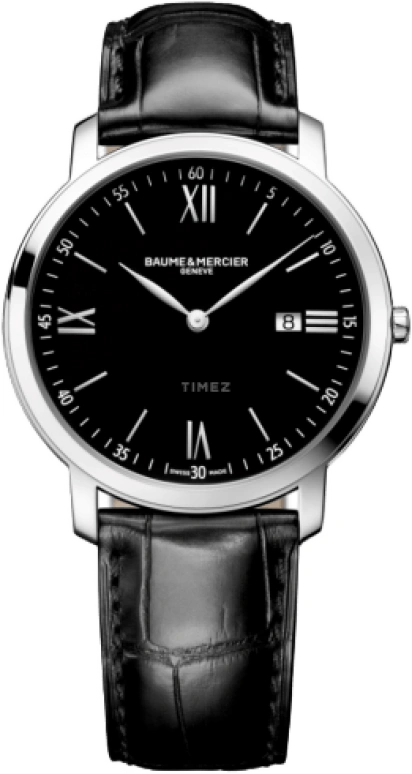 Baume & Mercier,Classima 39mm,39mm,Stainless Steel,Black,Quartz,Day,26280hours,10098