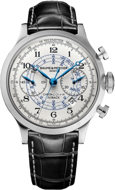 Baume & Mercier,Capeland 44mm,44mm,Stainless Steel,White,Automatic,Chronograph,Day,Flyback,10006