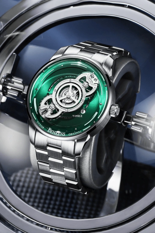 Behrens,Original 42mm,42mm,Stainless Steel,Green,Automatic,Day,Sapphire,Crystal Glass,BHR012B,BHR012B-W-04