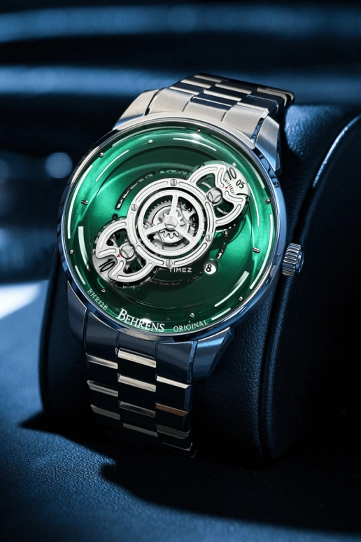 Behrens,Original 42mm,42mm,Stainless Steel,Green,Automatic,Day,Sapphire,Crystal Glass,BHR012B,BHR012B-W-04