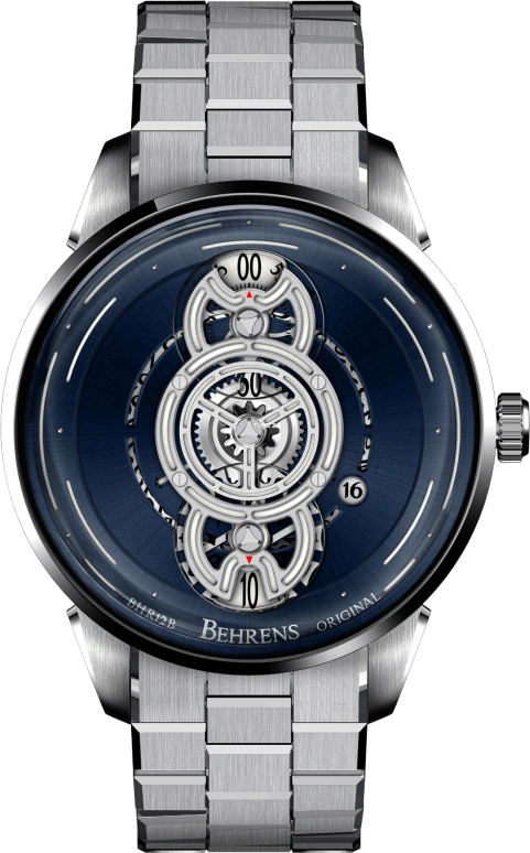 Behrens,Original 42mm,42mm,Stainless Steel,Blue,Automatic,Day,42hours,BHR012,BHR012-WBLUG