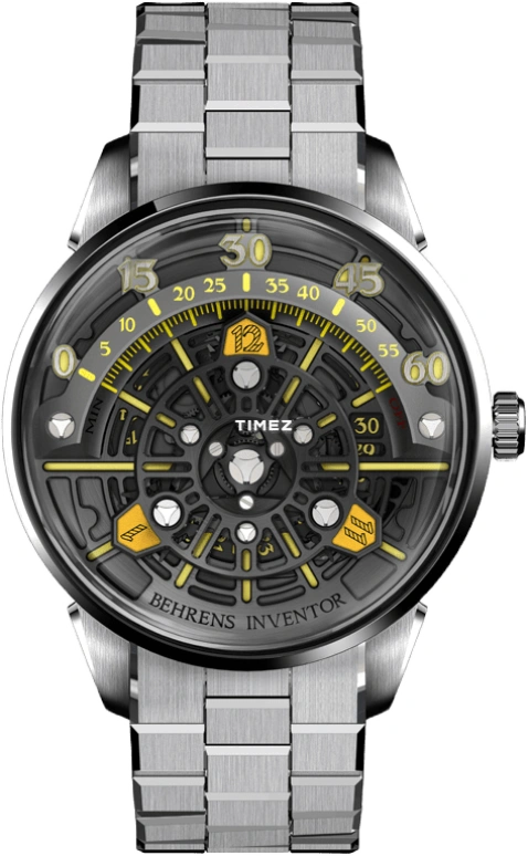 Behrens,Inventor 42mm,42mm,Stainless Steel,Skeleton,Yellow,Automatic,Day,41hours,BHR023GRYF