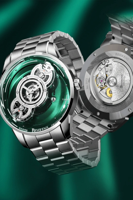 Behrens,Original 42mm,42mm,Stainless Steel,Green,Automatic,Day,Sapphire,Crystal Glass,BHR012B,BHR012B-W-04