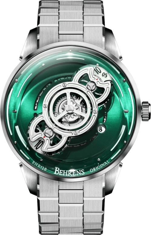 Behrens,Original 42mm,42mm,Stainless Steel,Green,Automatic,Day,Sapphire,Crystal Glass,BHR012B,BHR012B-W-04