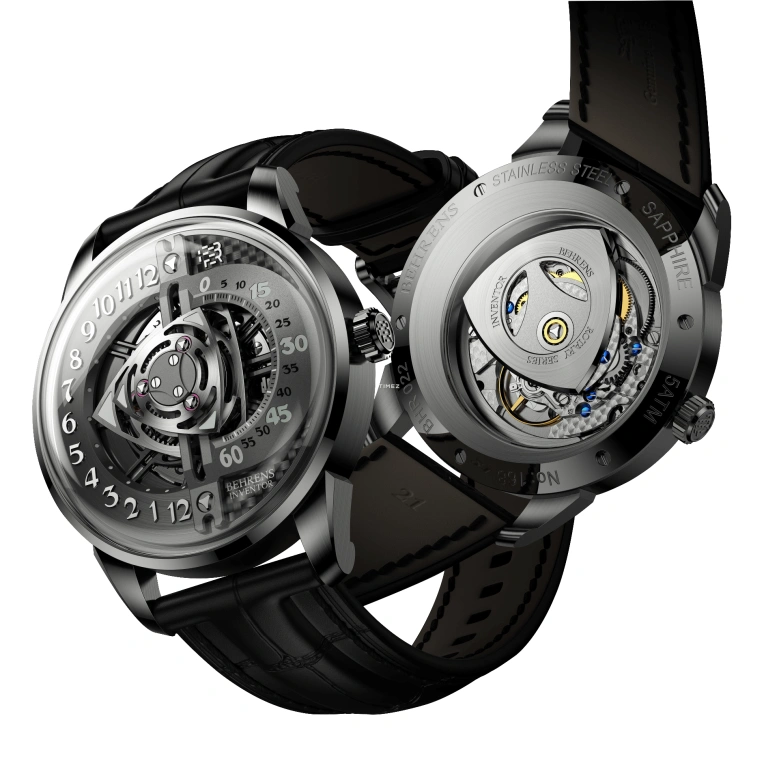 Behrens,Inventor 42mm,42mm,Stainless Steel,Skeleton,Black,Automatic,Day,41hours,BHR022BLK01