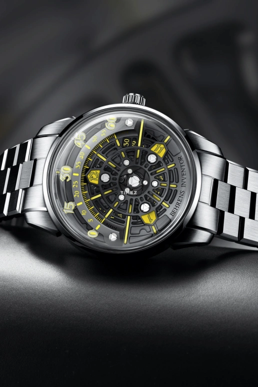 Behrens,Inventor 42mm,42mm,Stainless Steel,Skeleton,Yellow,Automatic,Day,41hours,BHR023GRYF