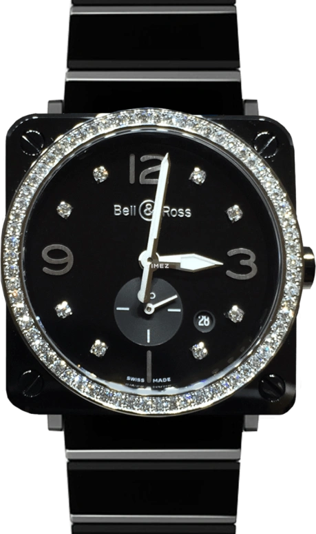 Bell & Ross,Instruments 39mm,39mm,Ceramic,Black,Quartz,Day,Sapphire,BRS,BRS-BL-CES-LGD/SCE