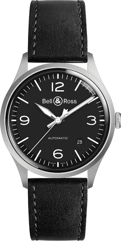 Bell & Ross,Vintage 38.50mm,38.50mm,Stainless Steel,Black,Automatic,Date,Hollow Out,BRV192,BRV192-BL-ST/SCA