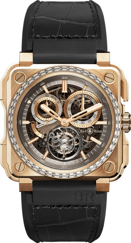 Bell & Ross,Instruments 45mm,45mm,Rose Gold,Skeleton,Handwound,Chronograph,Monopoussoir,Tourbillon Escapement,Column Wheel,100hours,In-house Caliber,BRX1,BRX1-CHTB-PG-D