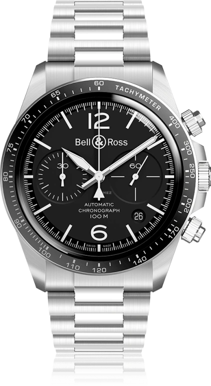 Bell & Ross,Vintage 41mm,41mm,Stainless Steel,Black,Automatic,Chronograph,Date,Hollow Out,BRV294,BRV294-BL-ST/SST