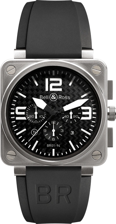 Bell & Ross,Instruments 46mm,46mm,Titanium,Black,Automatic,Chronograph,Date,Hollow Out,BR0194TITANIUM