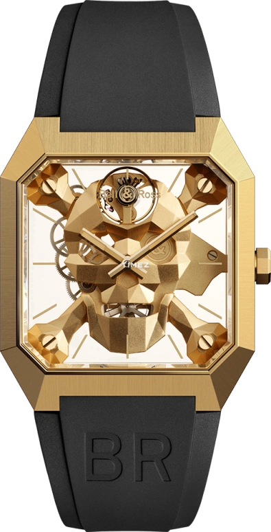 Bell & Ross,Skull 45x46.70mm,45x46.70mm,Bronze,Gold,Skeleton,Handwound,Skeleton,Sapphire,Crystal Glass,BR01,BR01-CSK-BR/SRB