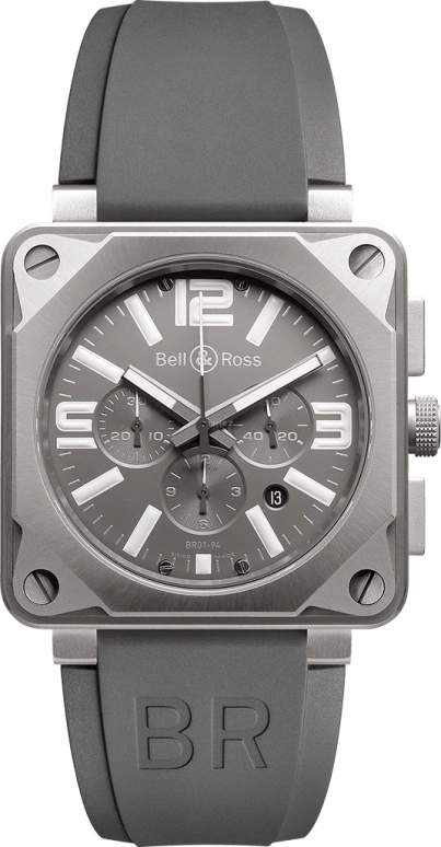 Bell & Ross,Instruments 46mm,46mm,Titanium,Grey,Automatic,Chronograph,Date,Hollow Out,BR0194,BR0194-TI-PRO