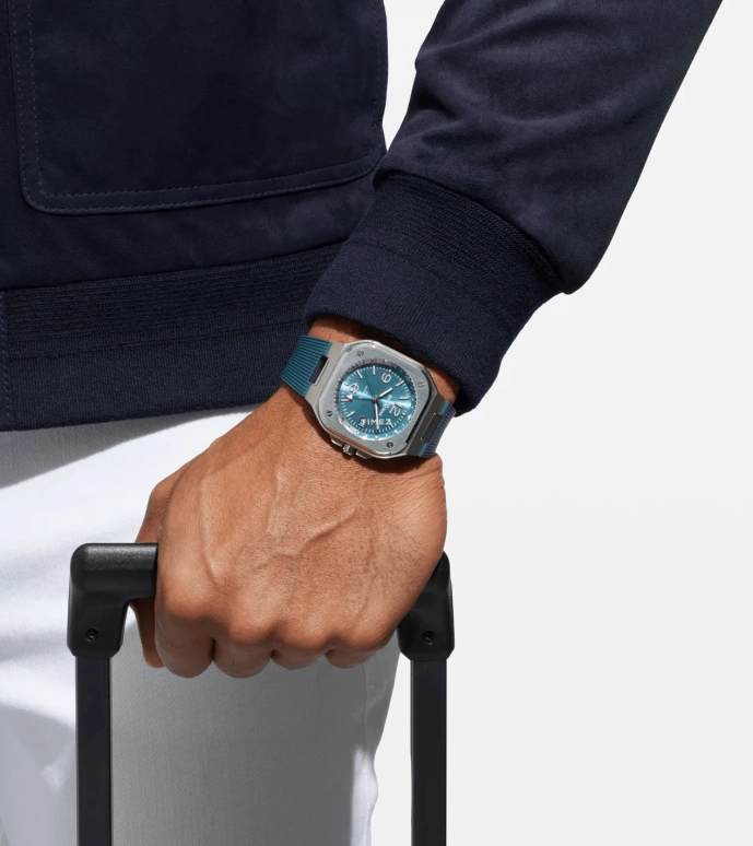 Bell & Ross,Urban 41mm,41mm,Stainless Steel,Sky Blue,Automatic,Day,Dule Time,BR05G,BR05G-PB-ST/SRB