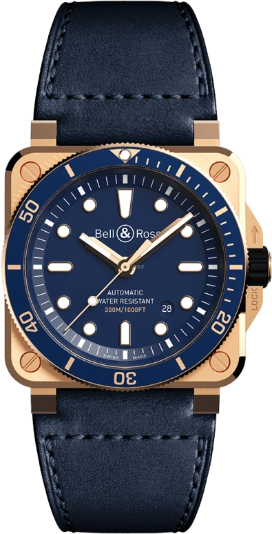 Bell & Ross,Instruments 42mm,42mm,Bronze,Blue,Automatic,Date,Hollow Out,BR0392,BR0392-D-LU-BR/SCA