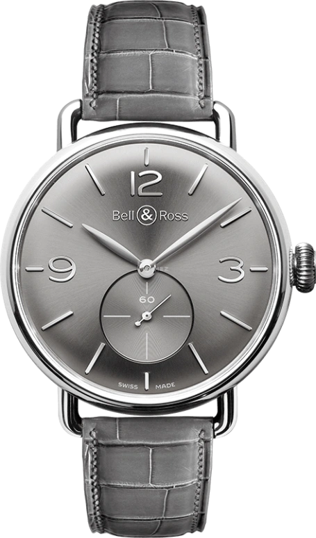 Bell & Ross,Vintage 41mm,41mm,Stainless Steel,Grey,Handwound,46hours,Sapphire,BRWW1,BRWW1-ME-AG-RU/SCR