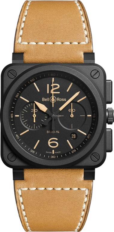 Bell & Ross,Instruments 42mm,42mm,Ceramic,Stainless Steel,Black,Automatic,Chronograph,Date,Hollow Out,BR0394,BR0394-HERI-CE