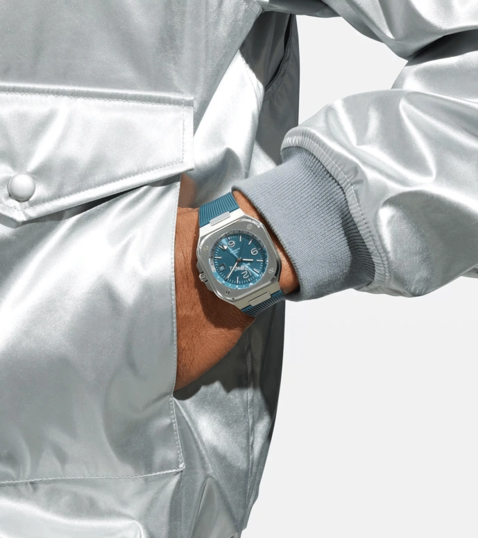 Bell & Ross,Urban 41mm,41mm,Stainless Steel,Sky Blue,Automatic,Day,Dule Time,BR05G,BR05G-PB-ST/SRB